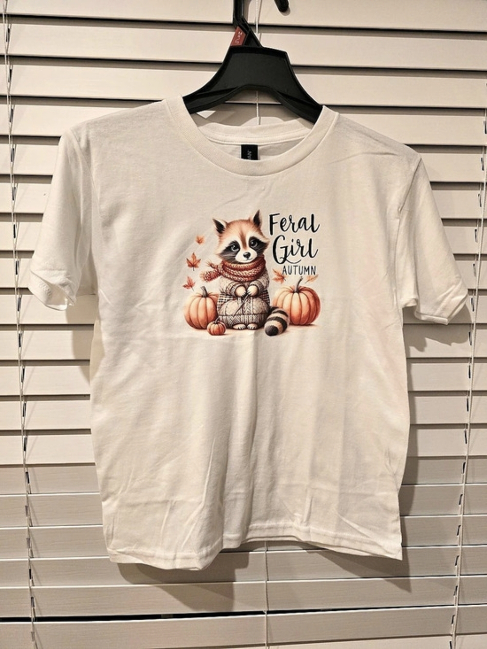 Feral Girl Autumn Raccoon Graphic T-Shirt Short Sleeve Tee